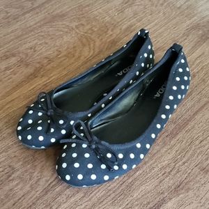 Women's Black & White Polka-Dot Flats